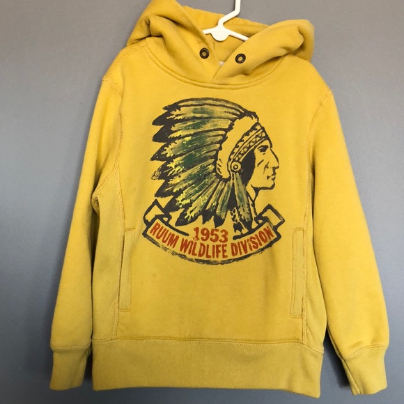 RUUM Youth Boys Yellow Sweatshirt Hoodie Size 5/6 - Picture 1 of 8